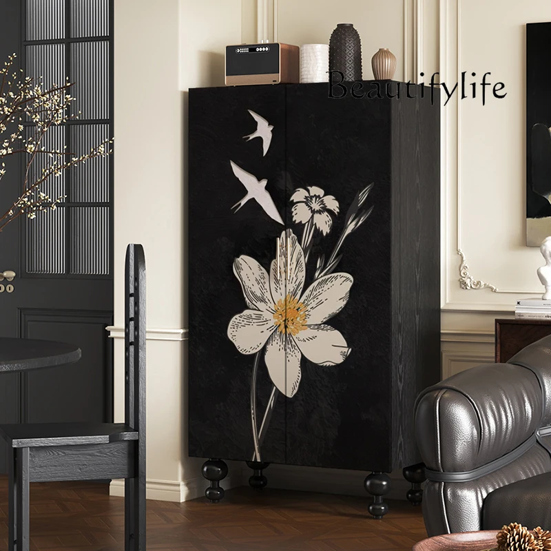 

Chinese retro solid wood finished wardrobe cloakroom custom wardrobe integrated free installation storage cabinet