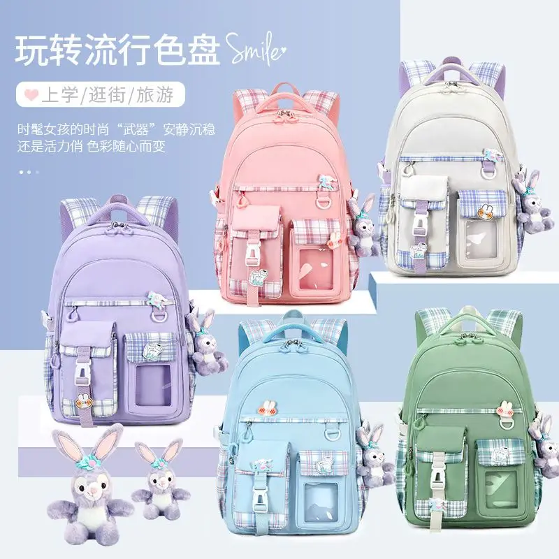 Disney 2023 New Primary School Student Schoolbag Girls' Burden Reduction Girls' Middle School Student StellaLou Backpack