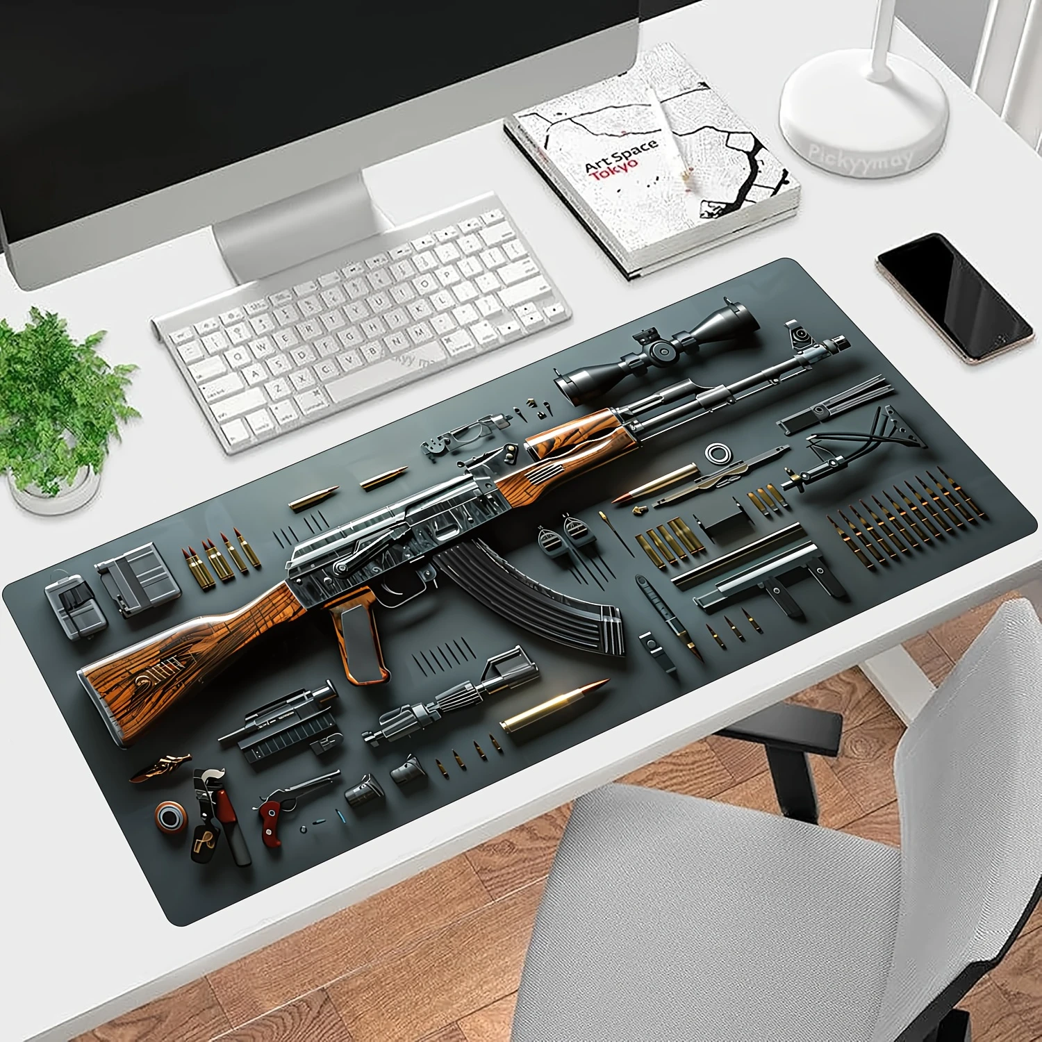 gun design professional game mouse pad game players competitive luxury table non-slip waterproof rubber base desk writing mat