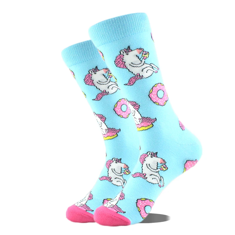 Happy Design Ctue Funny Socks Men Animals Food Pattern Sokken Divertidos Jacquard Calcetines Unisex Hip Hop Skateboard Sox