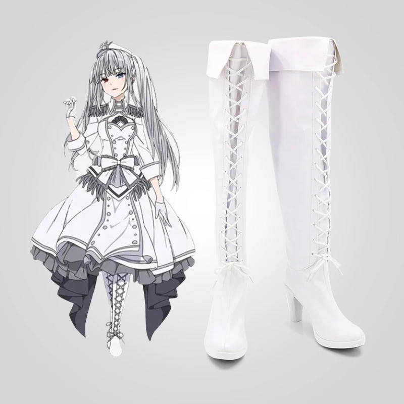 Anime DATE A LIVE Tokisaki Kurumi Lindas Botas Sapatos Lolita Botas Brancas