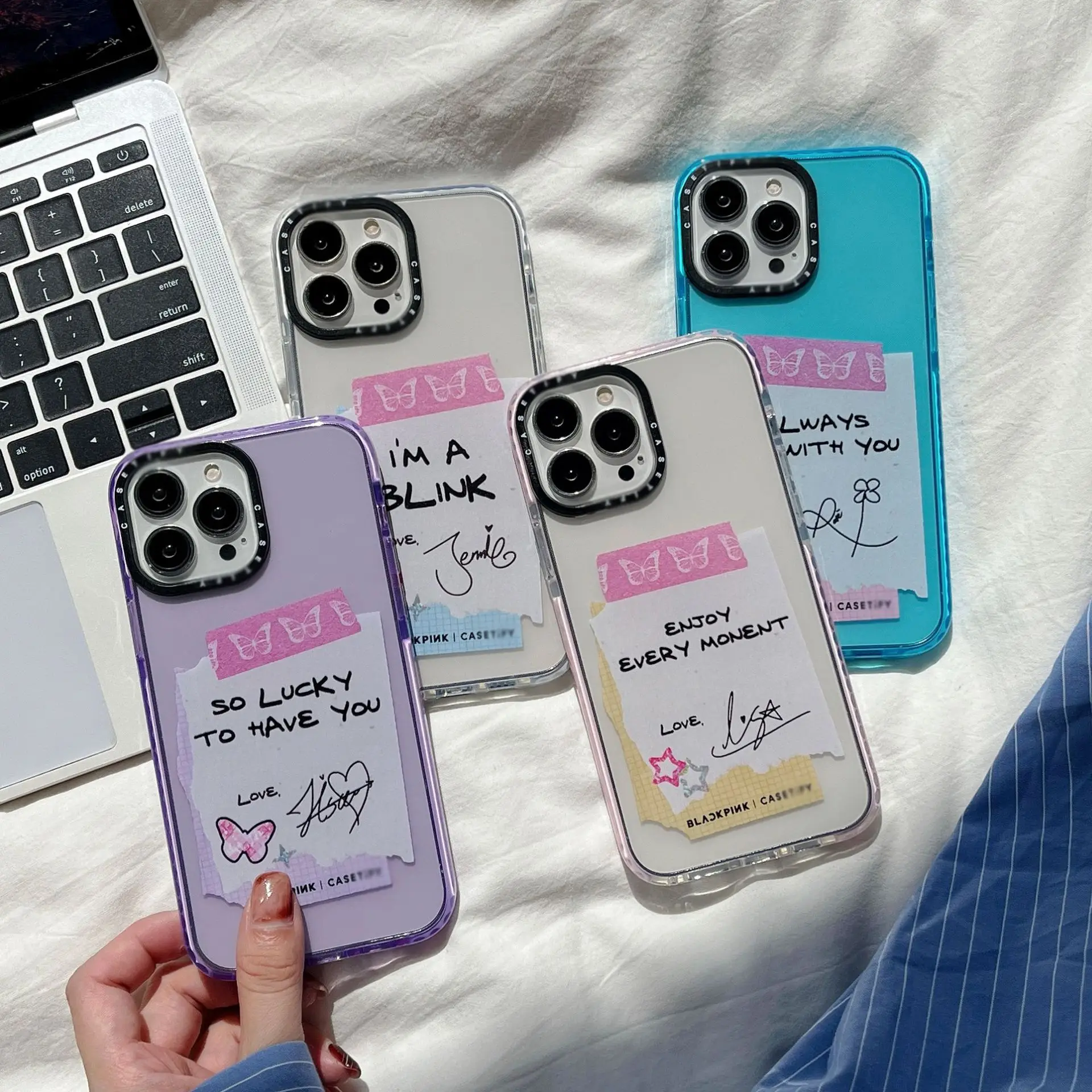 

Hot Kpop Black Kpop Member Signature Phone Case Suitable For Iphone 16promax 16Plus 16 16pro 15promax 15 14pro 13promax 12 12pro