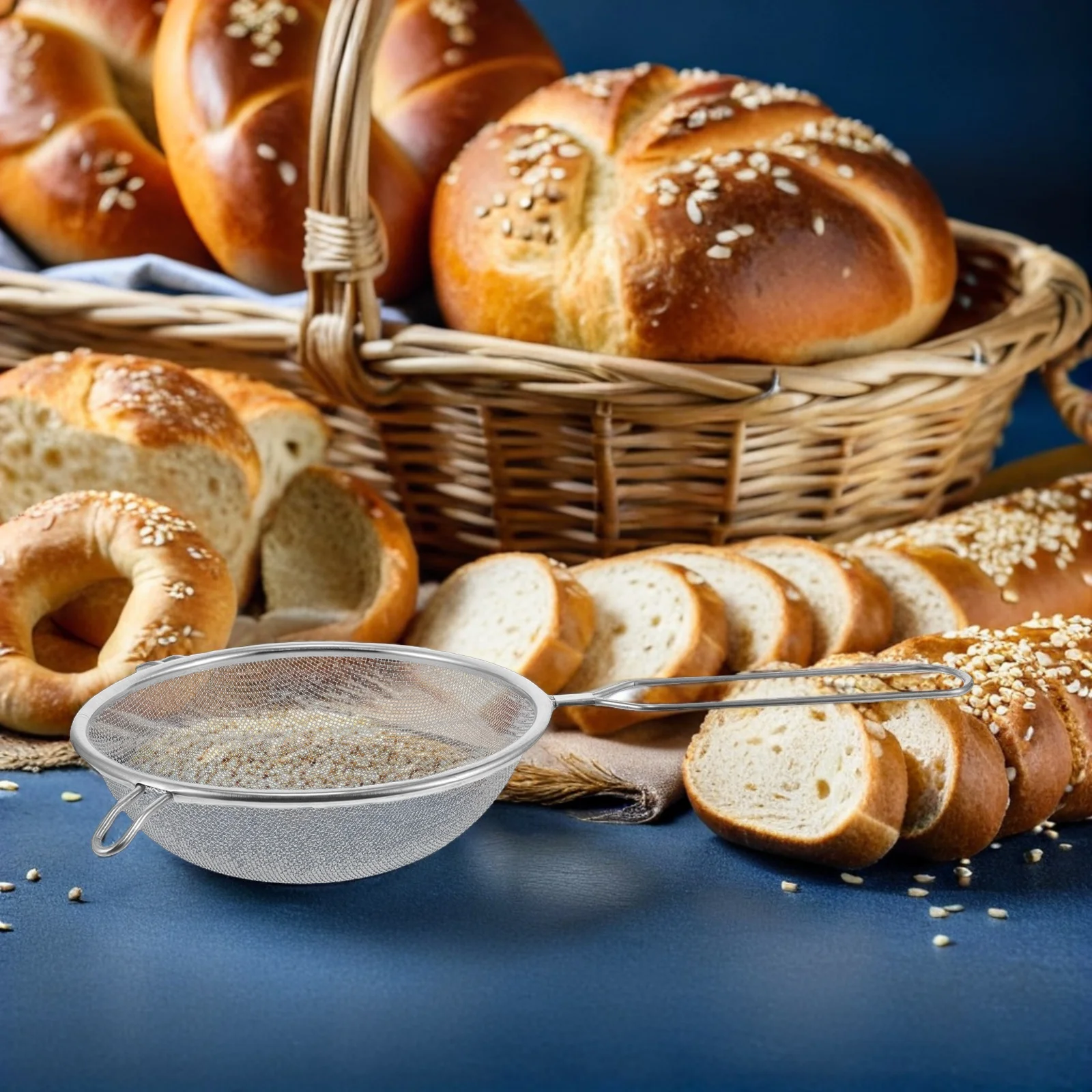 

3Pcs Baking Flour Sifter Stainless Steel Fine Mesh Strainer Sieve for Kitchen Food Filtering and Sifting Baking Sieve