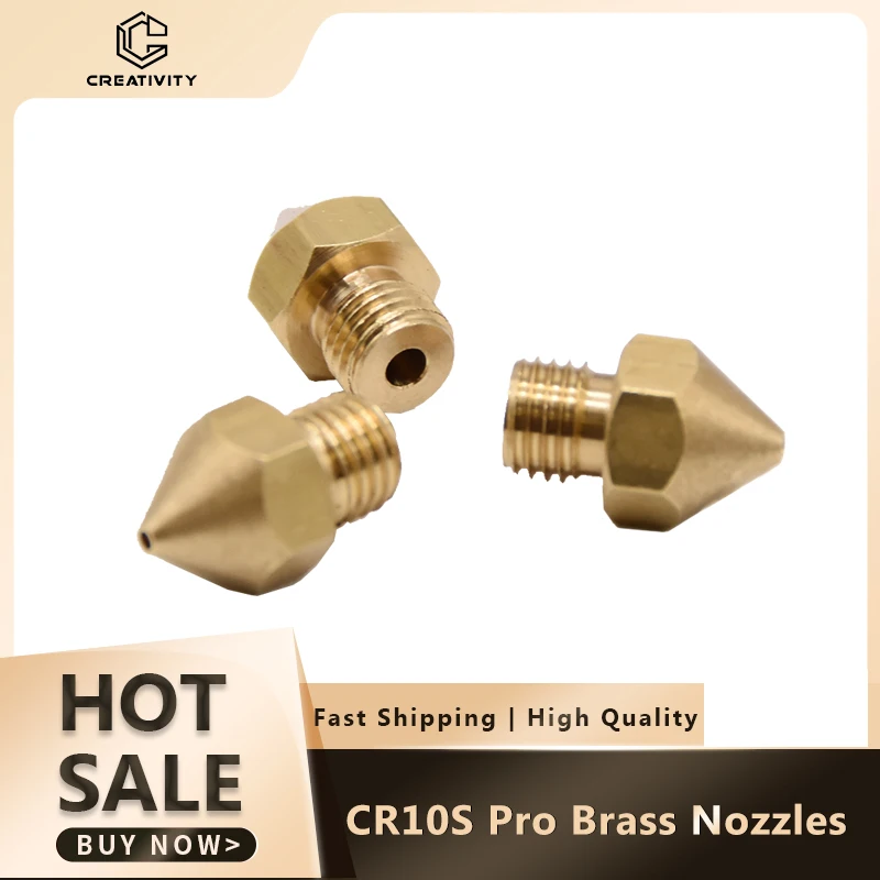3PCS CR10S Pro Brass Nozzles 1.75MM 0.4 0.6 0.8 1.0MM Extruder Nozzles M6 Original Specially for CR-10S PRO 3D Printer Parts