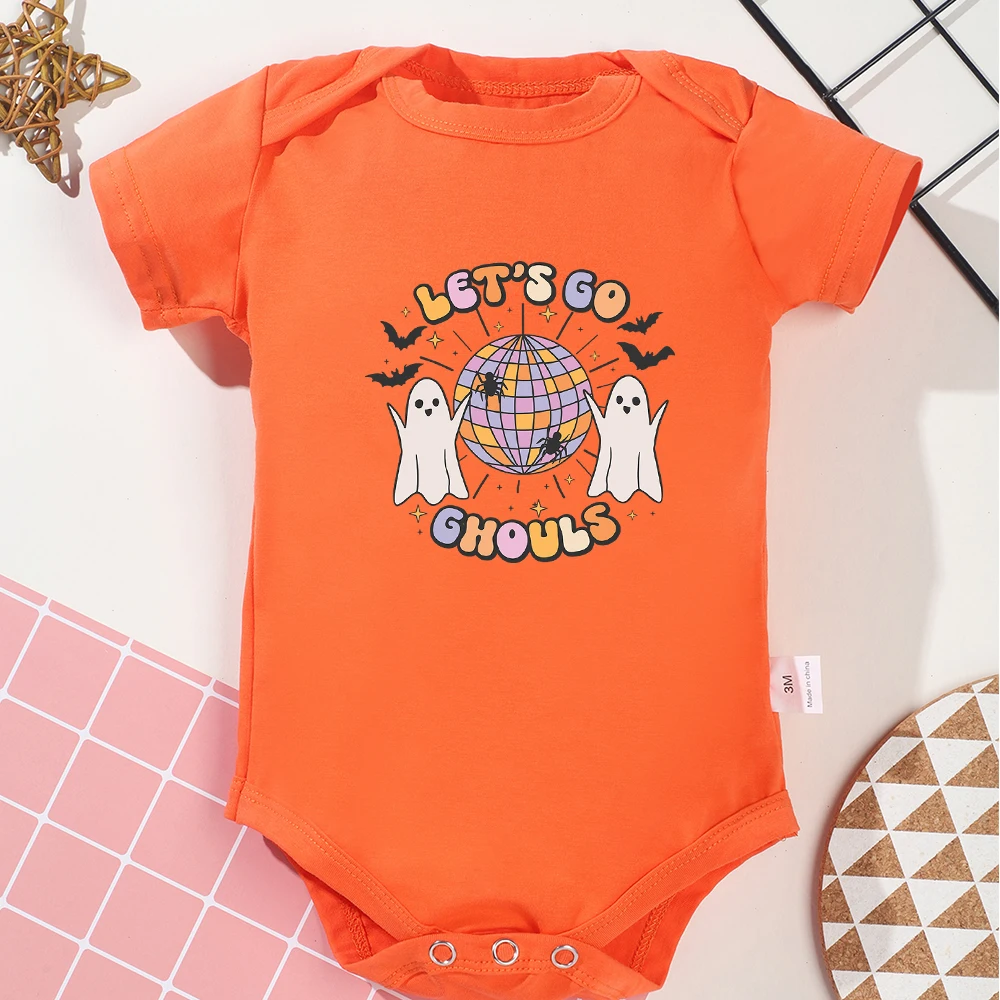 Orange Baby Clothing Fashion Creativity Halloween Print Boys and Girls Bodysuit Versatile Spring/Summer Casual Newborn Romper