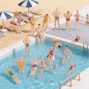 8pcs/15pcs Miniature 1:75 Scale Colorful Swimming Beach Figures for Sand Table Model…
