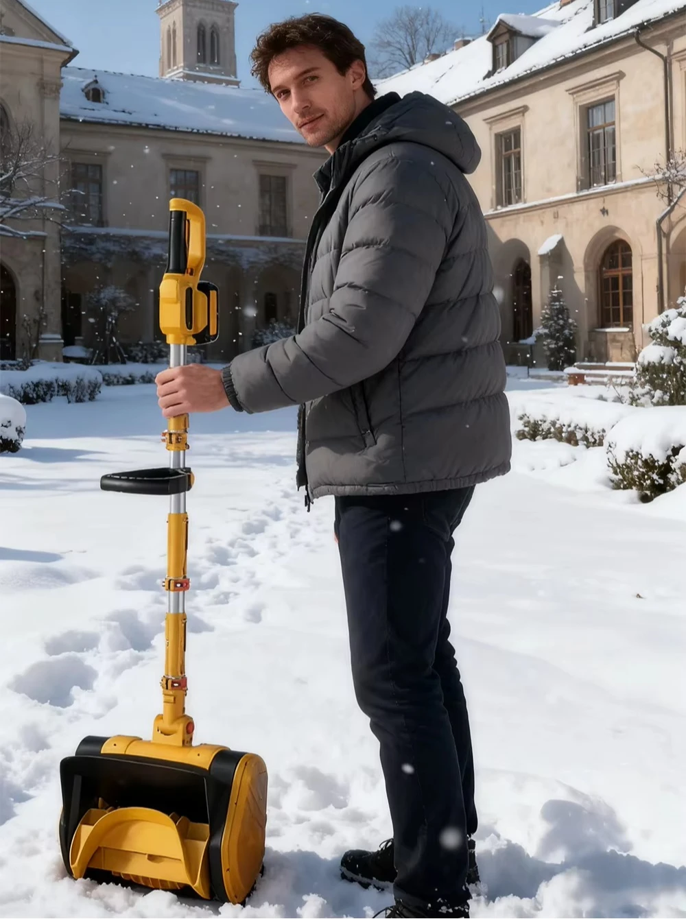 Cordless Snow Thrower Clearing Machine Household Removal Tool for Sidewalk 1200W Electric Battery-Powered  Blower