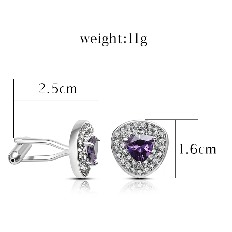 Boutons de manchette de luxe en laiton pour hommes, Triangle pavé de Zircon, bouton de manchette en cuivre de haute qualité pour avocat et marié de mariage