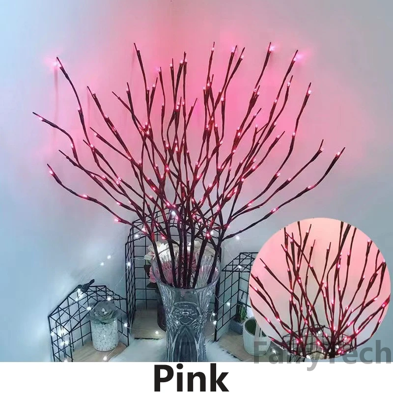 New 20 Bulbs LED Willow Branch Lamp LED String lights Twig Vase Lights Fairy Garland For Christmas Tree Wedding Party Decoration