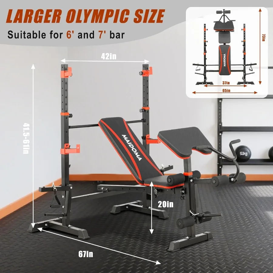 Banc de musculation 8 en 1 de 1500LB avec traction Lat et Extension de jambe/Curl, presse de banc pliable avec boucle et support de prédicateur, Ben d'entraînement