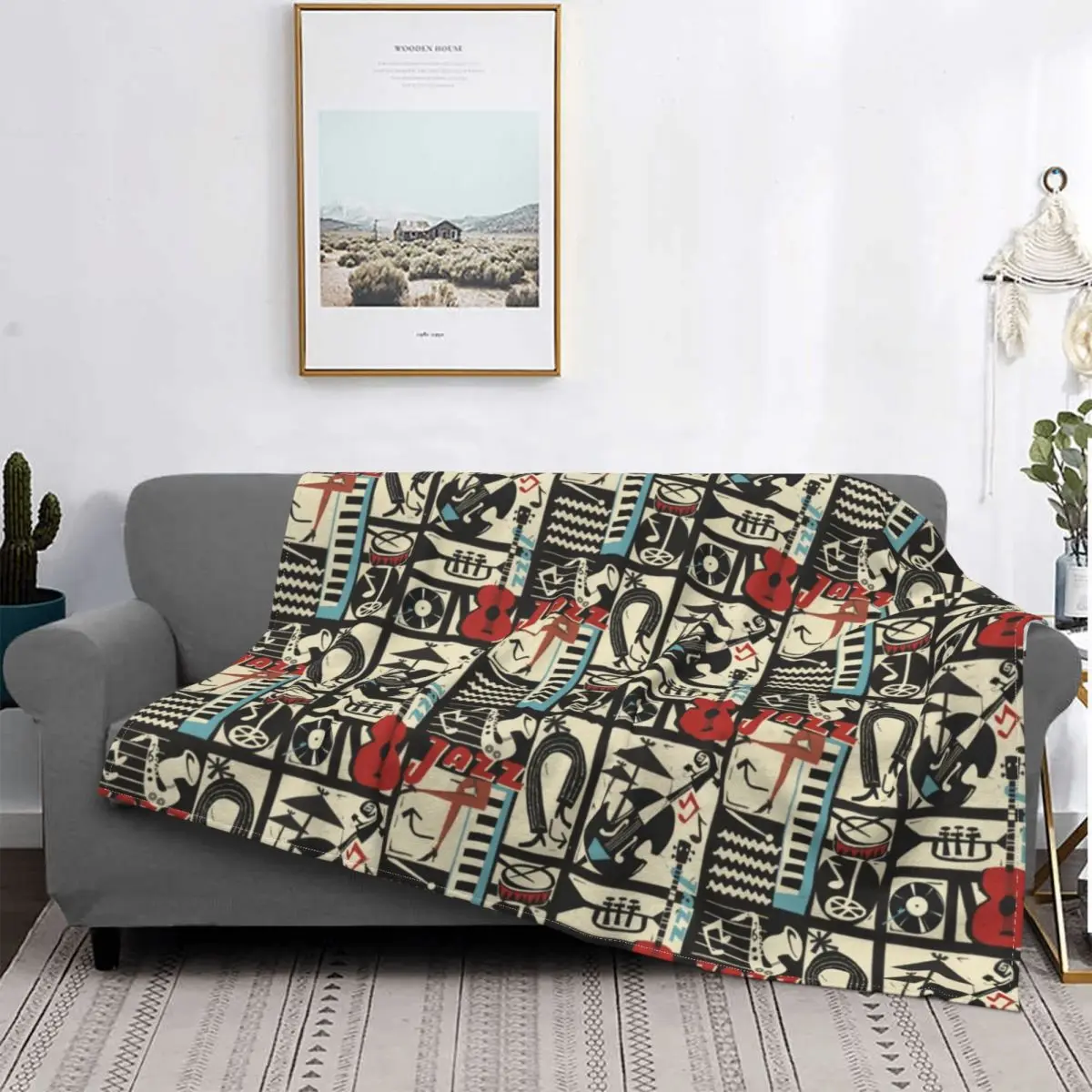 The Jazz Rythm Hippop Music Blankets Velvet Summer Air Conditioning Portable Warm Throw Blanket for Home Bedroom Bedspreads