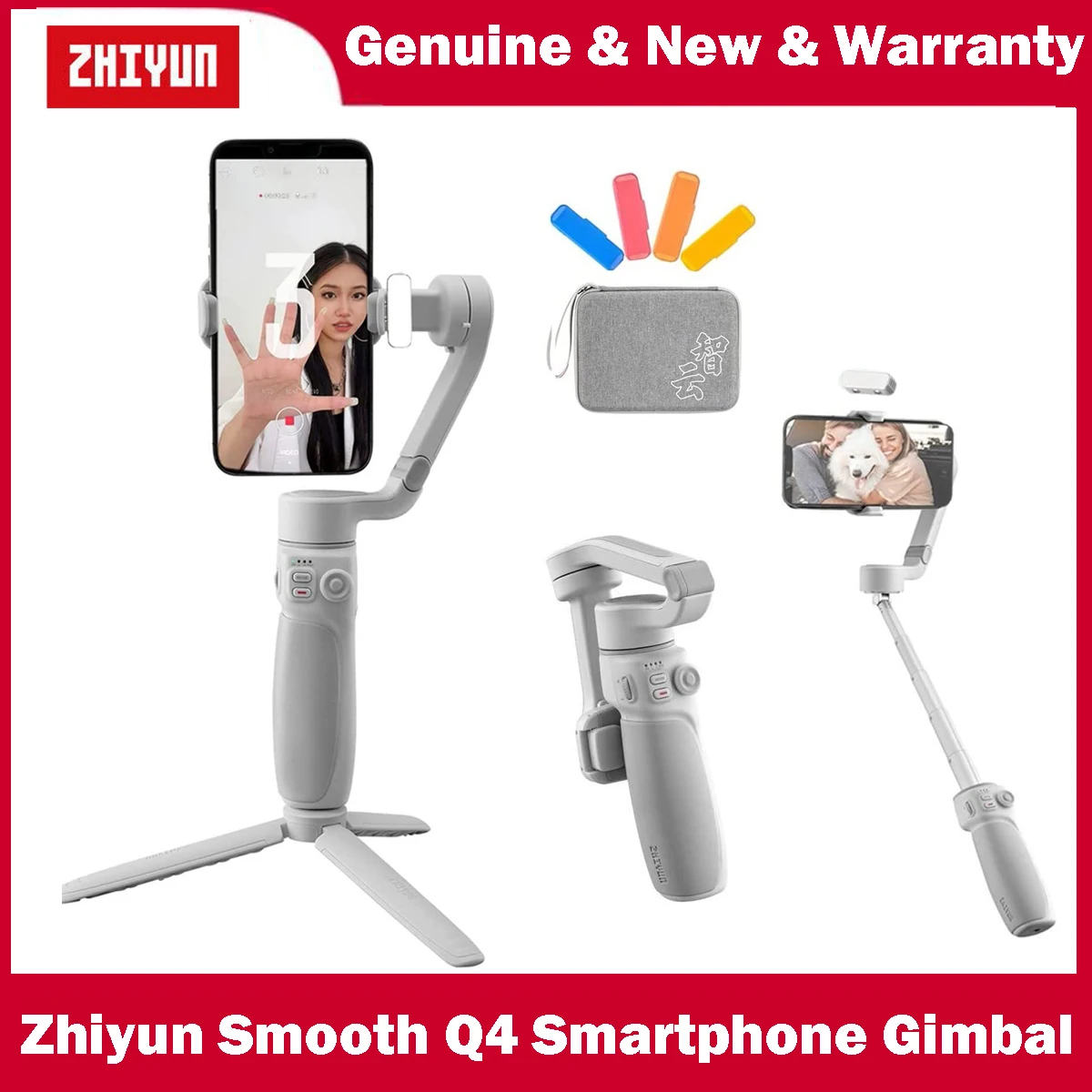 

ZHIYUN Smooth Q4 3-Axis Smartphone Gimbal Stabilizer for Android iPhone Built-in Extension Rod Foldable Vlogging TikTok YouTube