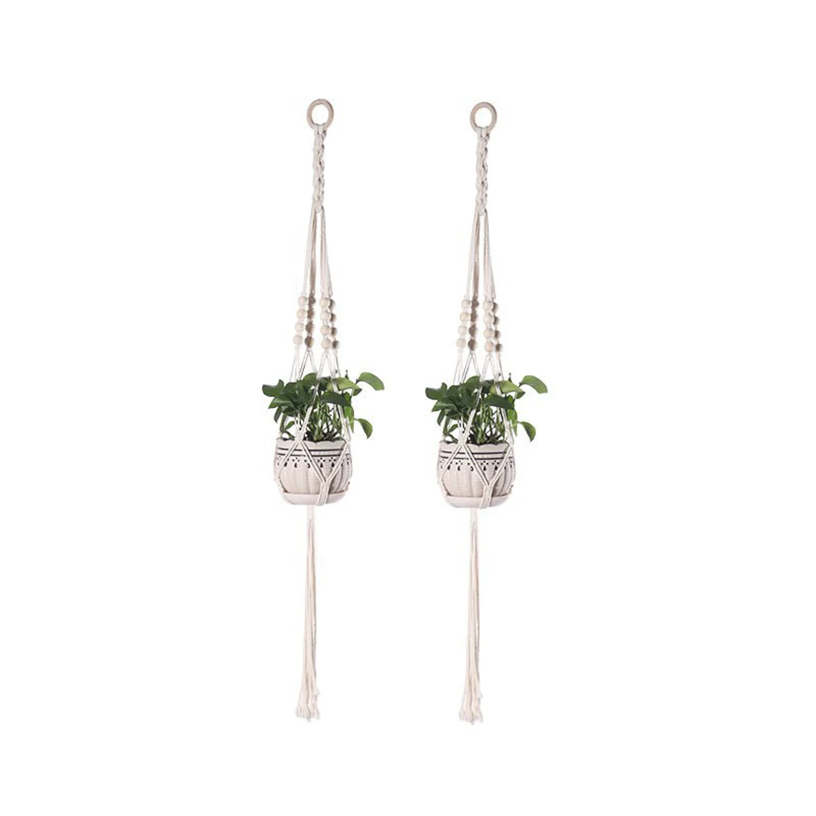 

1.05m Gardening Green Plant Hanging Basket Cotton Rope Hanger Flower Pot Handmade Macrame Pot Pocket Wall Courtyard Home Decor