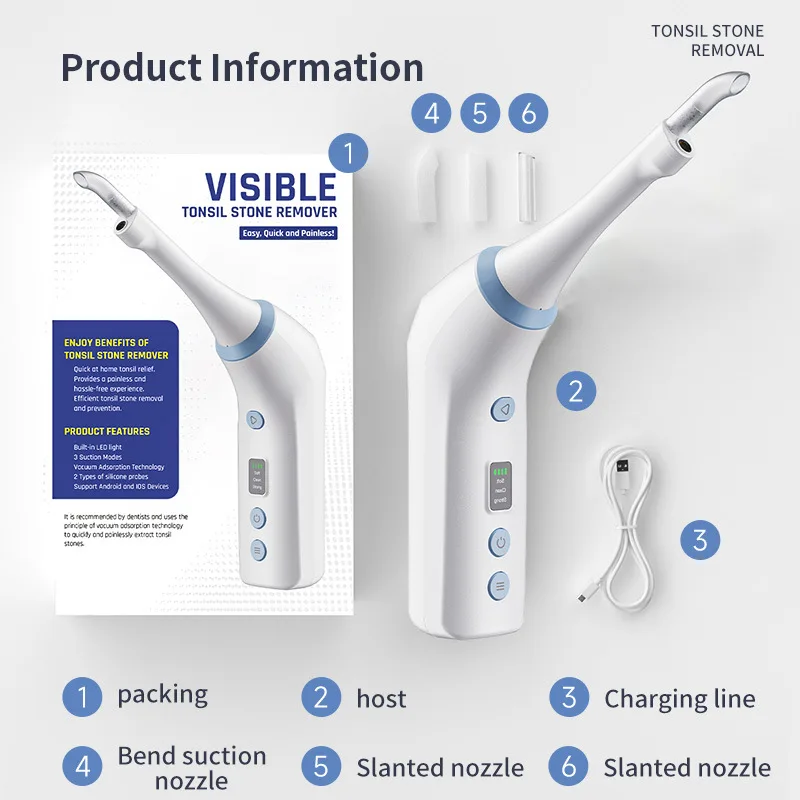 Electric tonsil stone absorber Home oral care remover