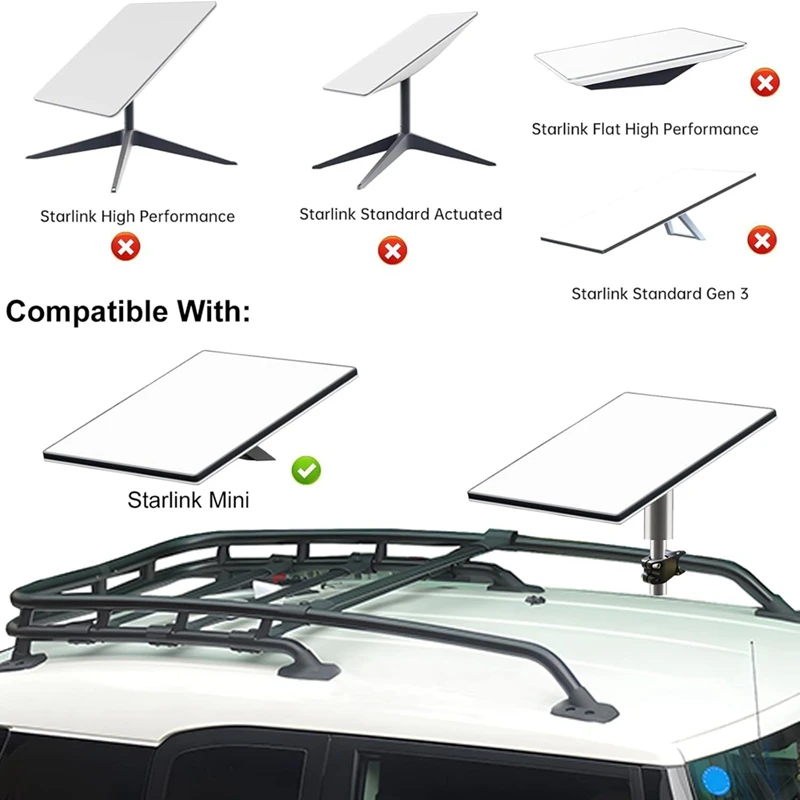 Starlink-Mini Kit de montaje para RV, yate, Camper, estante de techo y abrazadera de poste con tubería de acero inoxidable