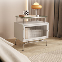 Modern White Luxury Bedside Table Living Room Corner Metal Nordic Nightstands Small Storage Organizer Mueble Bedroom Furniture