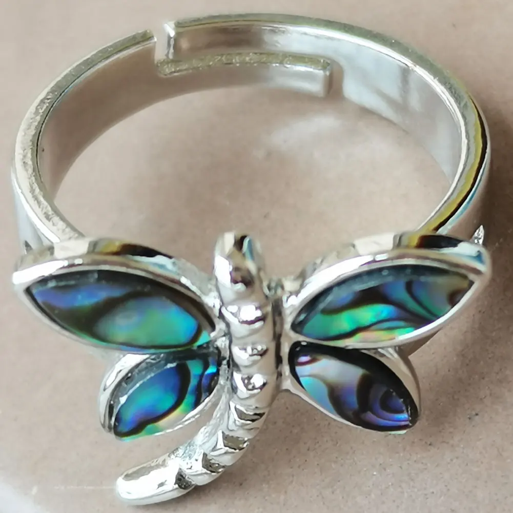 New Zealand Abalone Shell Dragonfly Dolphin  Ring  PWB102 - view 4