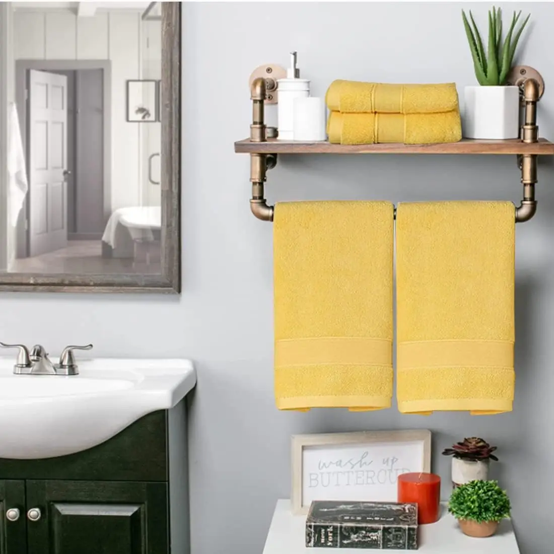 

2-Pack Cotton Hand Towels, Soft and Absorbent Gym Towels 14x30 Inches for Home Bathroom Hotel Use
