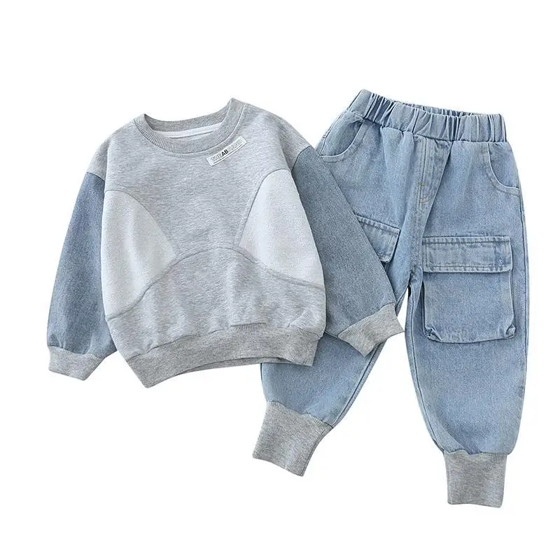 Kids Boys Clothes Set Spring and Autumn Children\'s Casual Long Sleeve Sweater Pants 2 Piece Boys Clothing Suit2 4 6 8Y