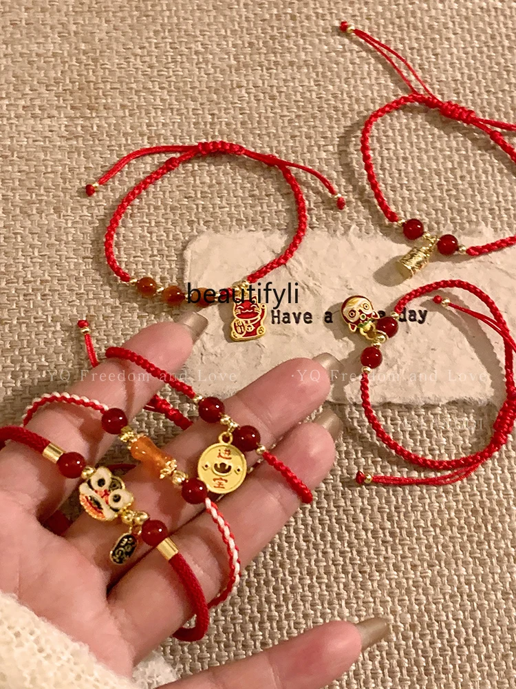 

New Year Red Rope Lion Bracelet Female High Sense Couple Gift Bracelet Jewelry