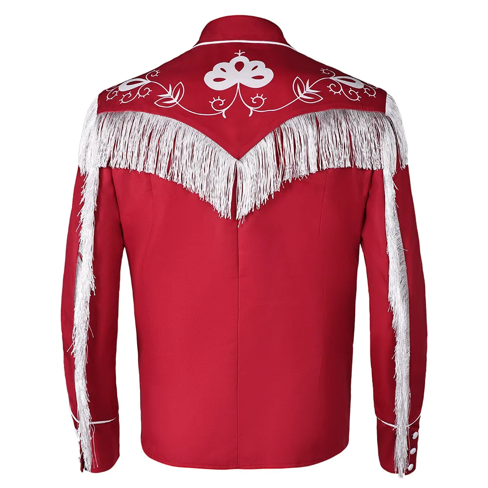 Veste à Franges Rouges pour Homme, Costume Rétro à Glands, Tenues de Carnaval d'Halloween