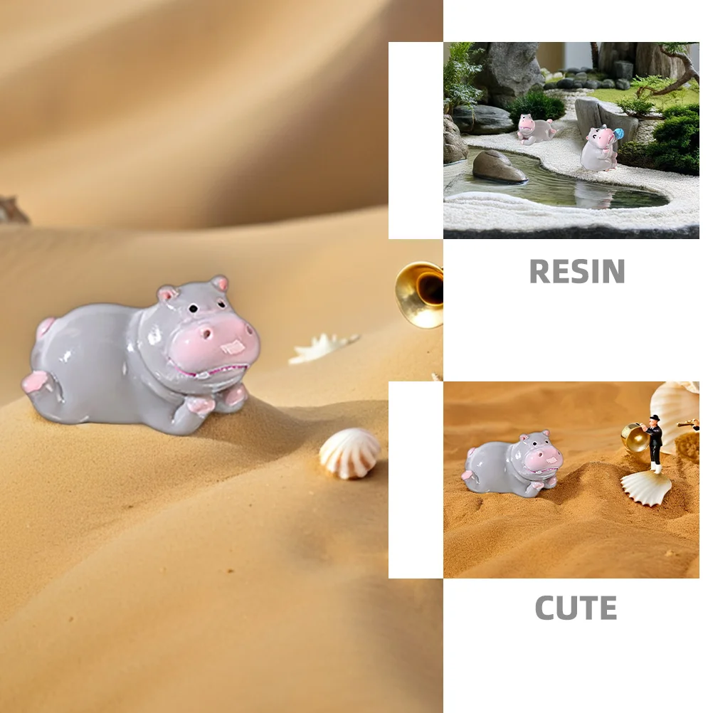 12 pçs mini estatuetas de hipopótamo resina decoração animal pequenas figuras para projetos diy fontes festa painel ornamentos decoração mesa casa