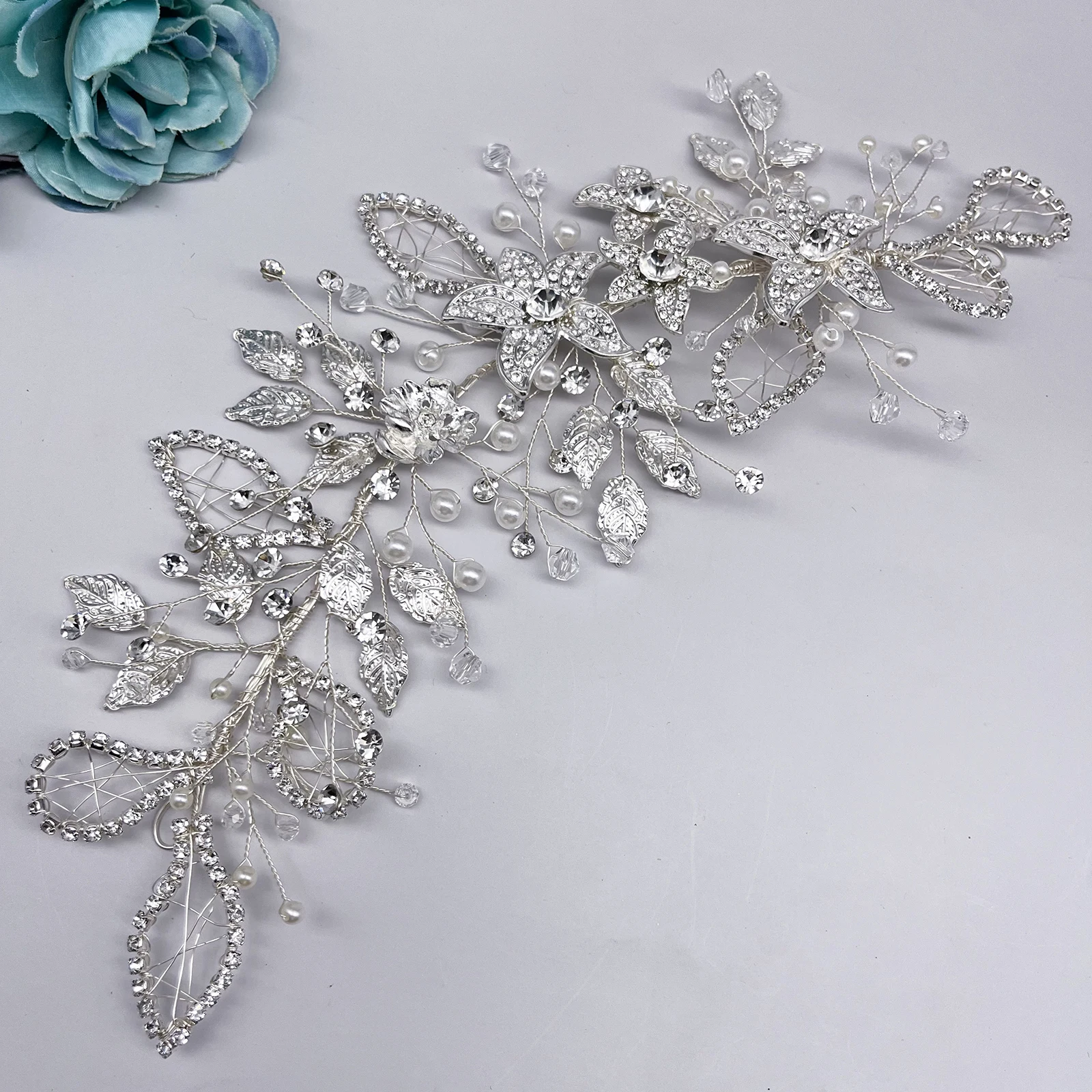 DZ218 Diadema nupcial de hojas de aleación dorada, accesorios para el cabello de perlas, banda para el cabello de boda, Tiaras de cristal para mujer y tocados para novias