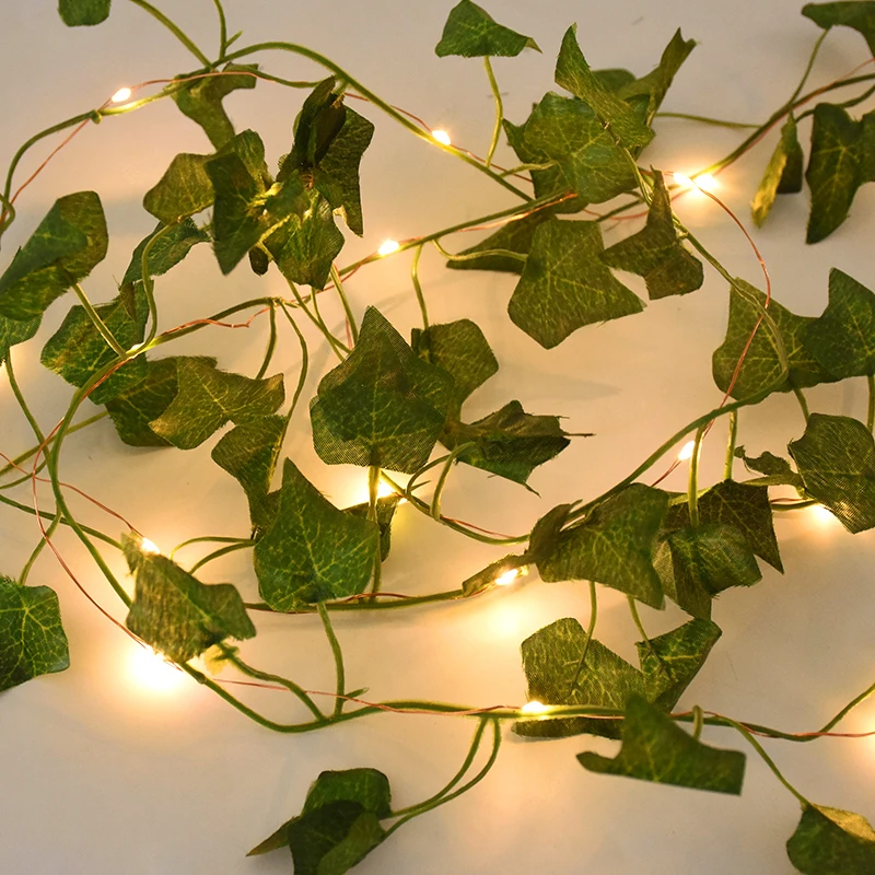 2/5/10M Seidenblätter Fake Creeper Green Leaf Ivy Vine LED-Lichterketten für Zuhause, Hochzeit, Hängegirlande, künstliche Pflanzen, Dekor – Detail 11