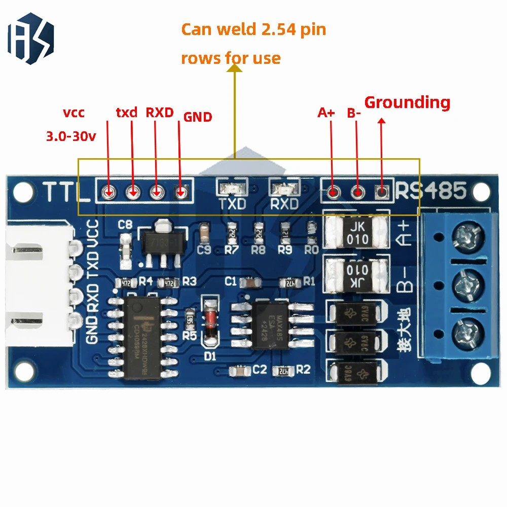 ‌ Modulo convertitore bidirezionale da TTL a RS485 da 3,3 V/5 V – Controllo automatico della direzione, comunicazione isolata per Arduino