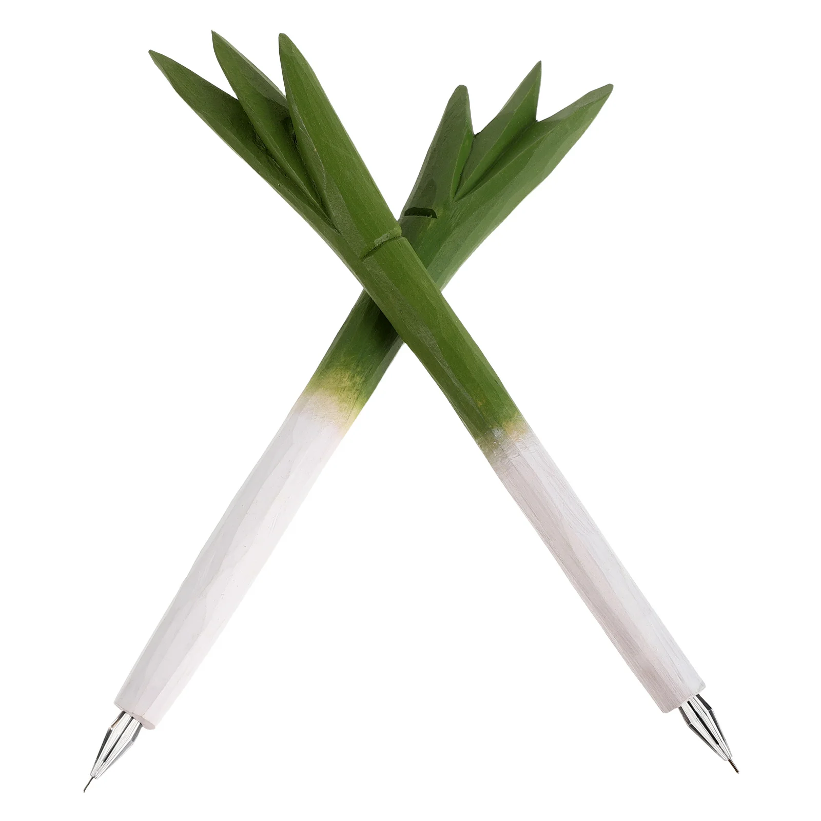 

2pcs Wooden Carved Scallion Pen Plant-Inspired Ballpoint Smooth Writing Stationery For Journaling School Office Signature,