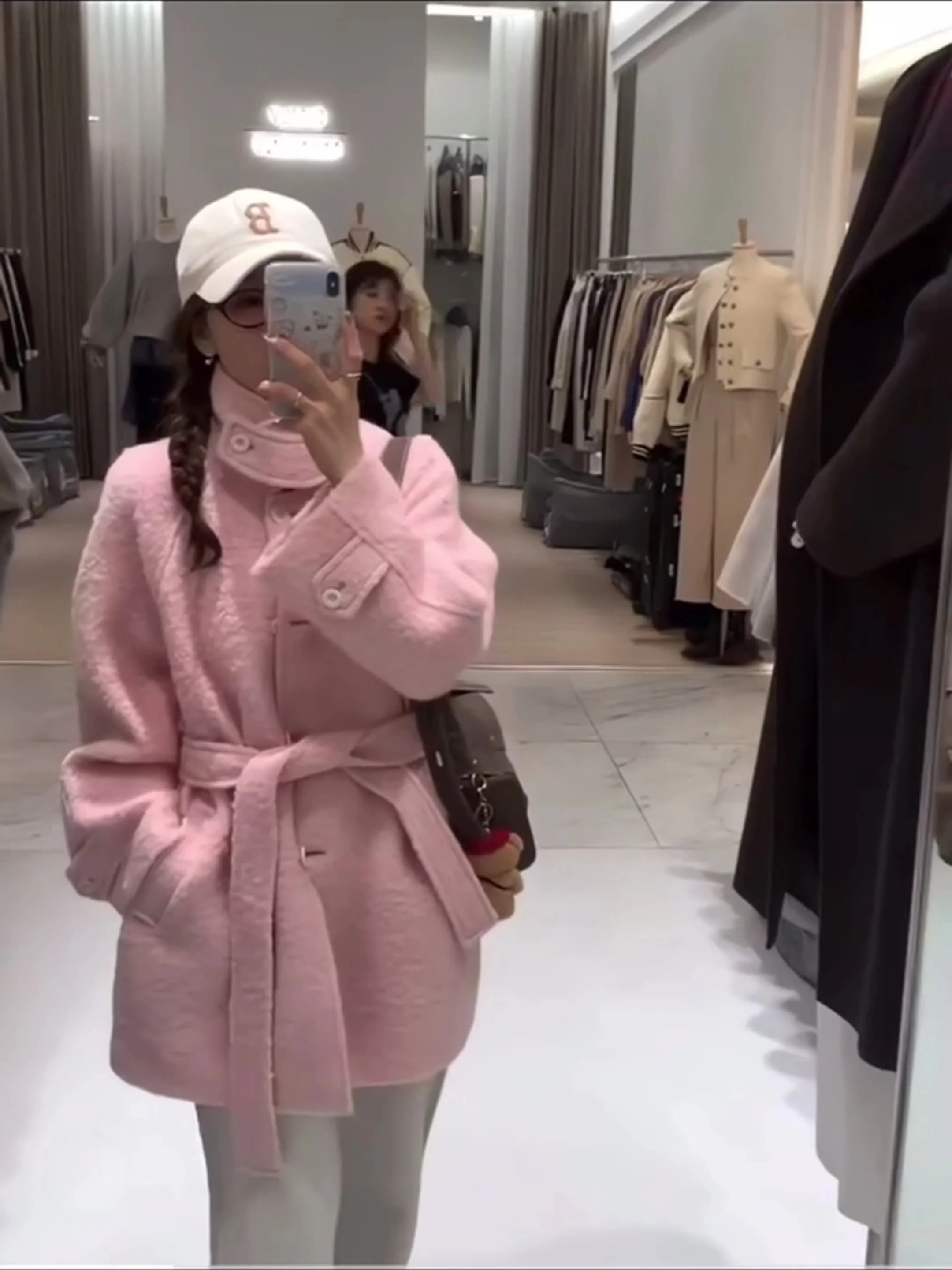 

Зимнее шерстяное пальто с поясом и поясом Ele Молодежная верхняя одежда Long Sve средней длины свободного покроя Цвет