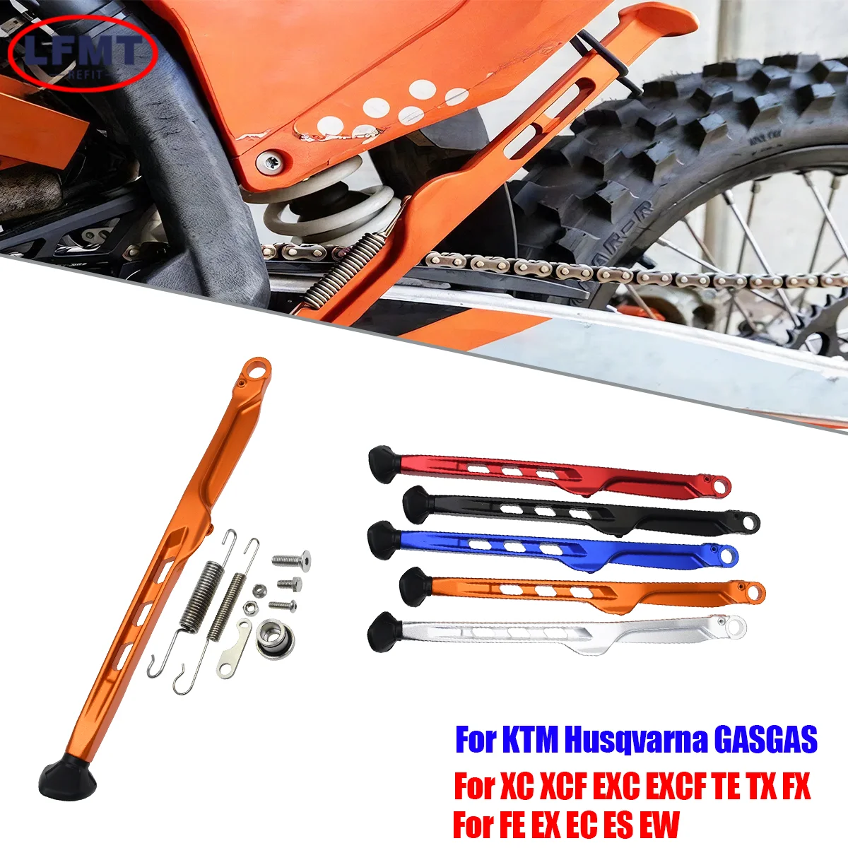 KTM EXC 300 EXCF XC XCF シックスデイズ キックスタンド サイドスタンド+スプリングキット 150 250 300 350 450 500 ハスクバーナ TE TX FX FE 2023-2024用