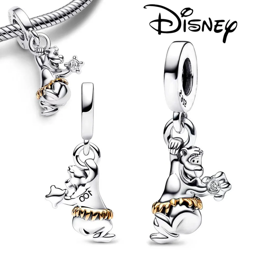 Disney 100th Stitch 925 Silver Pumpkin Cart Dumbo Princess Charm Mickey Minnie Beads Fit Original Pan DIY Bracelets Jewelry