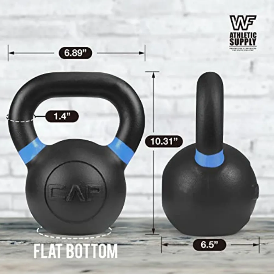 Powder Coated Kettlebells Black Matte for Strength Training Conditioning and Functional Fitness with LB and KG Markings