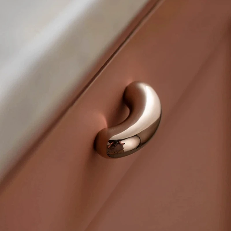

Modern High-end Handles for Furniture Solid Brass Titanium Silver Kitchen Handles Semi-circle Drawer Pulls Kitchen Door Handle