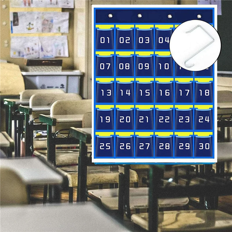 

FEDI-3X Numbered Pocket Chart Cell Phone Hanging Organizer Hanging Storage Bag For Classroom Phone Holders (30 Pockets)