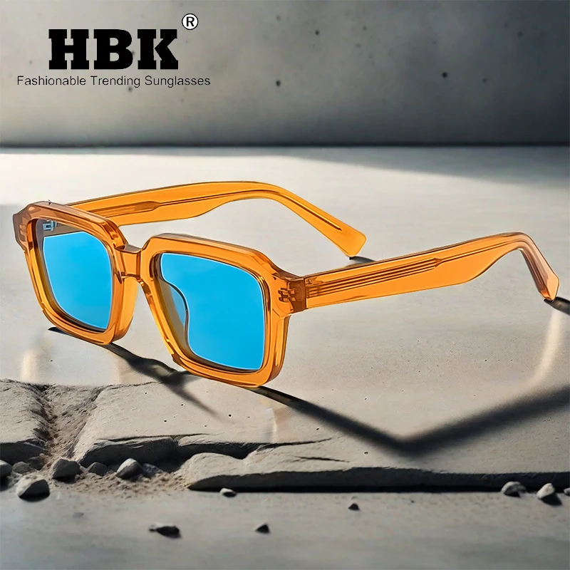 

HBK Retro Square Polarized Sunglasses Men Acetate Frame High Quality Sun Glasses Women Driving Travel Outdoor Eyeglasses UV400