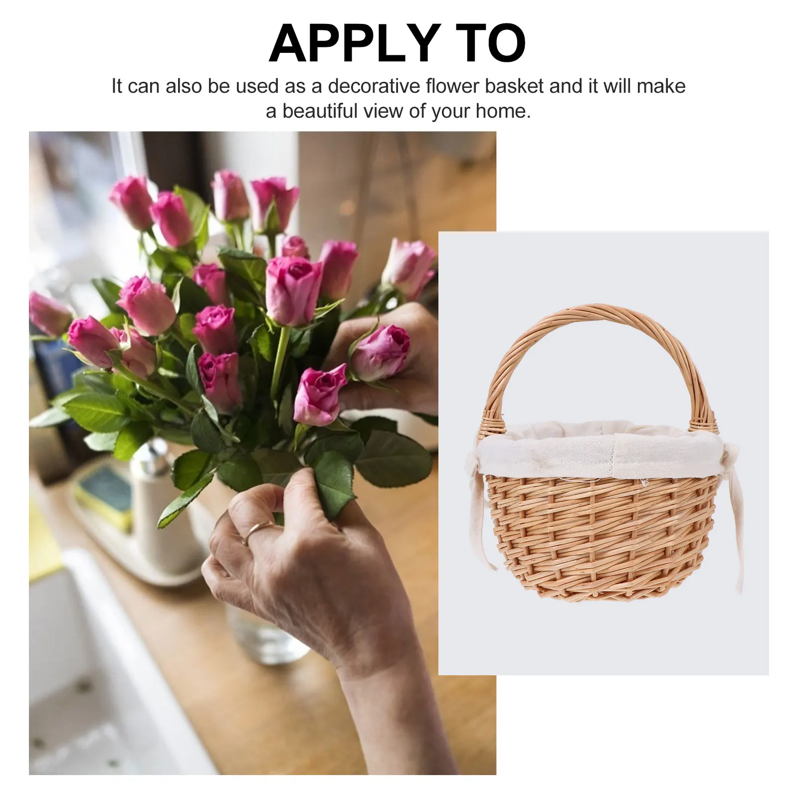 Rattan Vegetable Handheld Multi-Functional Storage Home Flower Hand Woven Fruit Basket Portable Simple Decorative Basket For