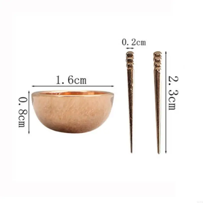 Miniatuur servies voor poppenhuis scène display 1/12 schaal metalen eetstokjes