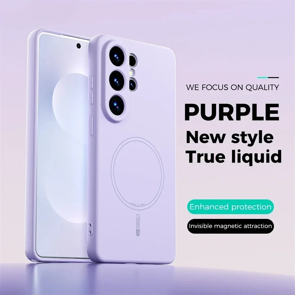 Funda de Silicona Líquida Táctil de Alta Calidad Original para Teléfono Samsung S26 Ultra S25 S24 FE Plus, Compatible con Carga MagSafe, Protectora