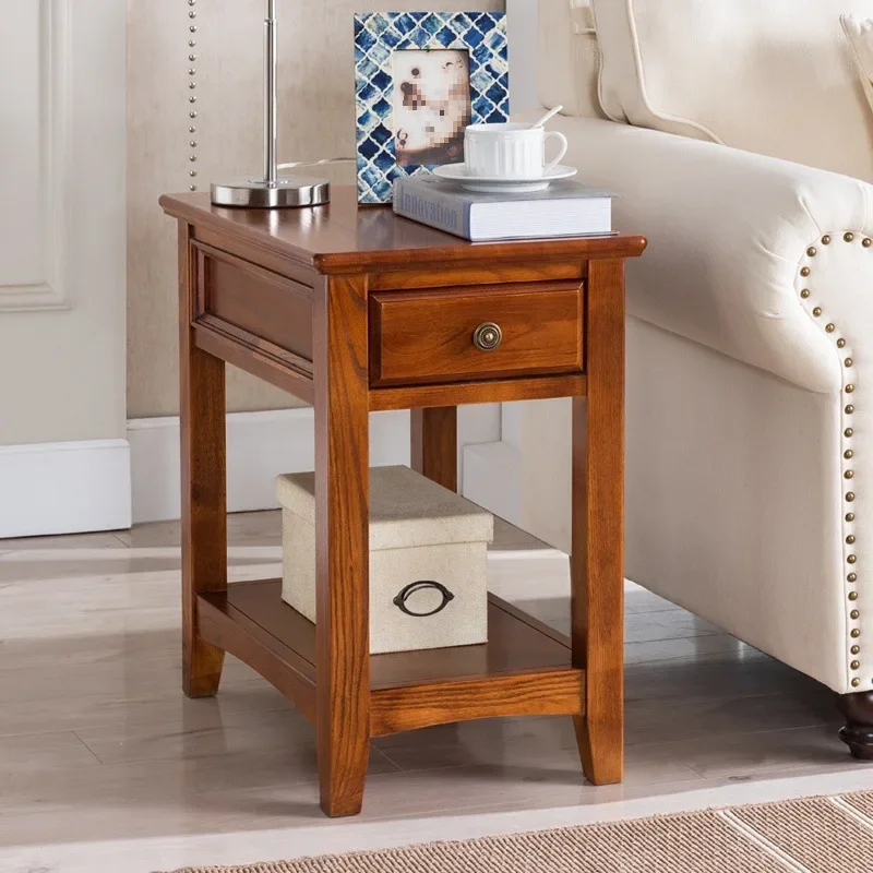 American solid wood edge, few corners, sofa gap, side cabinet with drawers, narrow and long side cabinet