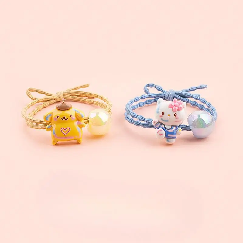 Latest styles Sanrio Kuromi Elastic Hair Ties Women Cute Melody Hairpins Kid Cinnamoroll New Headwear Girl Four Seasons Hairband