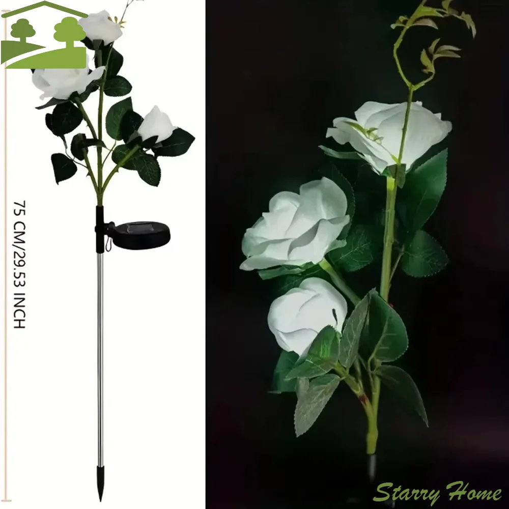 

Plug-in Rose LED Solar Light Simulation Flower Waterproof Outdoor Solar Garden Light Swaying Decoration Solar Flower Lamp Lawn