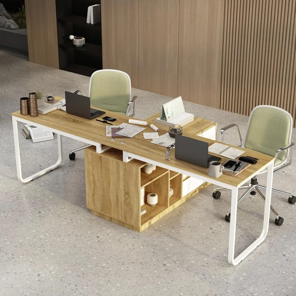 

Office Desk,with 6 Open Shelves, With 6 Drawers, Corner Desk & Study Writing Table With Wire Organizer,computer Desks