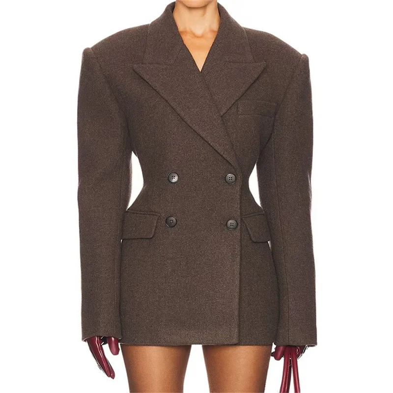 

Women's coat New winter 2025 double breasted slim fit long sleeved top casual women's suit jacket y2k Women's jacket outerwears