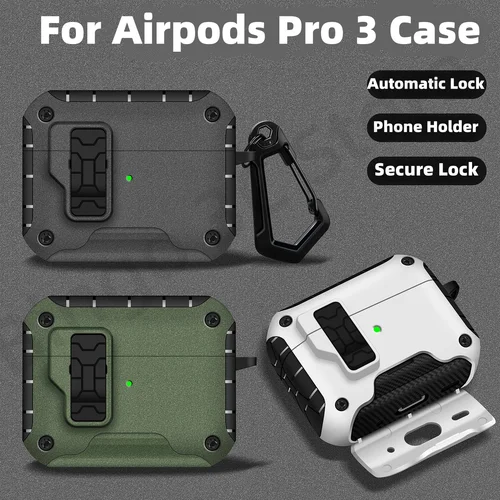 Funda para AirPods Pro 3 (2025) Compatible con cerradura automática magnética Magsafe con soporte para teléfono y Kit de limpieza para AirPods Pro 3
