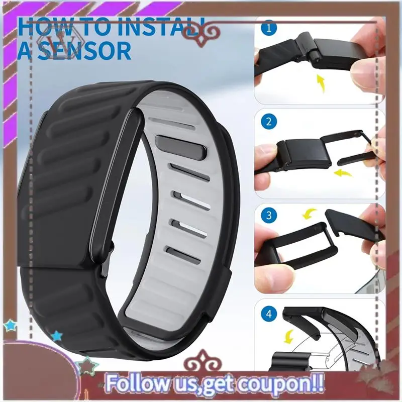 ABBG-Sport Flex سوار معصم ناعم الملمس سيليكون مقاوم للماء ومقاوم للعرق متوافق مع Forwhoop 4.0 Sport Band Blac