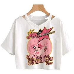 Jem and the Holograms crop top women couple print white couple clothes kawaii tshirt white t shirt