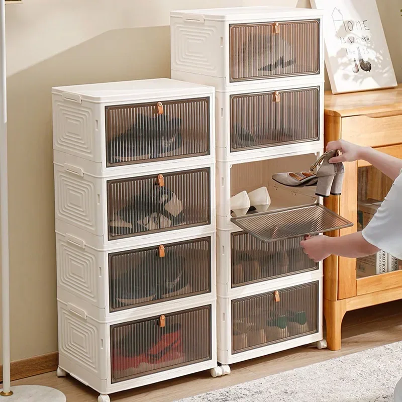 Transparent Shoe Box Folding Storage Box Free Shoe Rack Dustproof Dormitory Assembly Plastic Simple Shoe Cabinet
