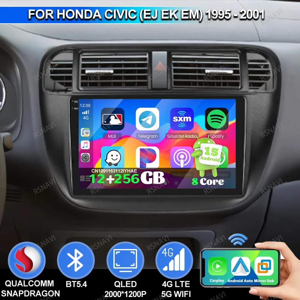 راديو السيارة أندرويد 15 لهوندا سيفيك (EJ/EK/EM) 1995 1996 1997 - 2001 IPS كيرينغ Autoradio Tesla Model Y Accessories 2025 AUTO